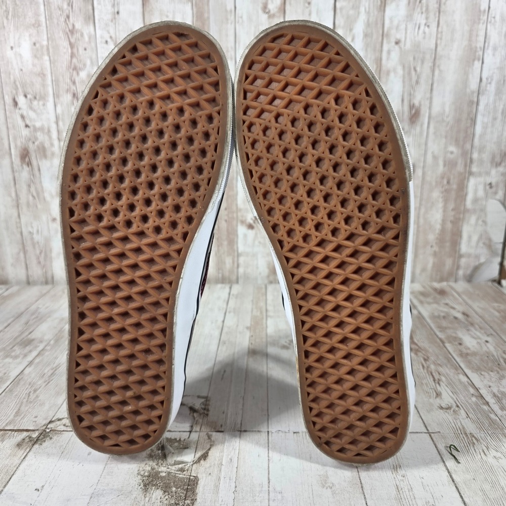 Vans Classic Slip-On Burgundy White Checkerboard Canvas Skate Shoes Mens 10 - Picture 5 of 8